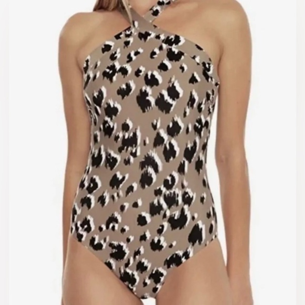 Trina Turk Reversible Lynx High Neck‎ Maillot One Piece Swimsuit
